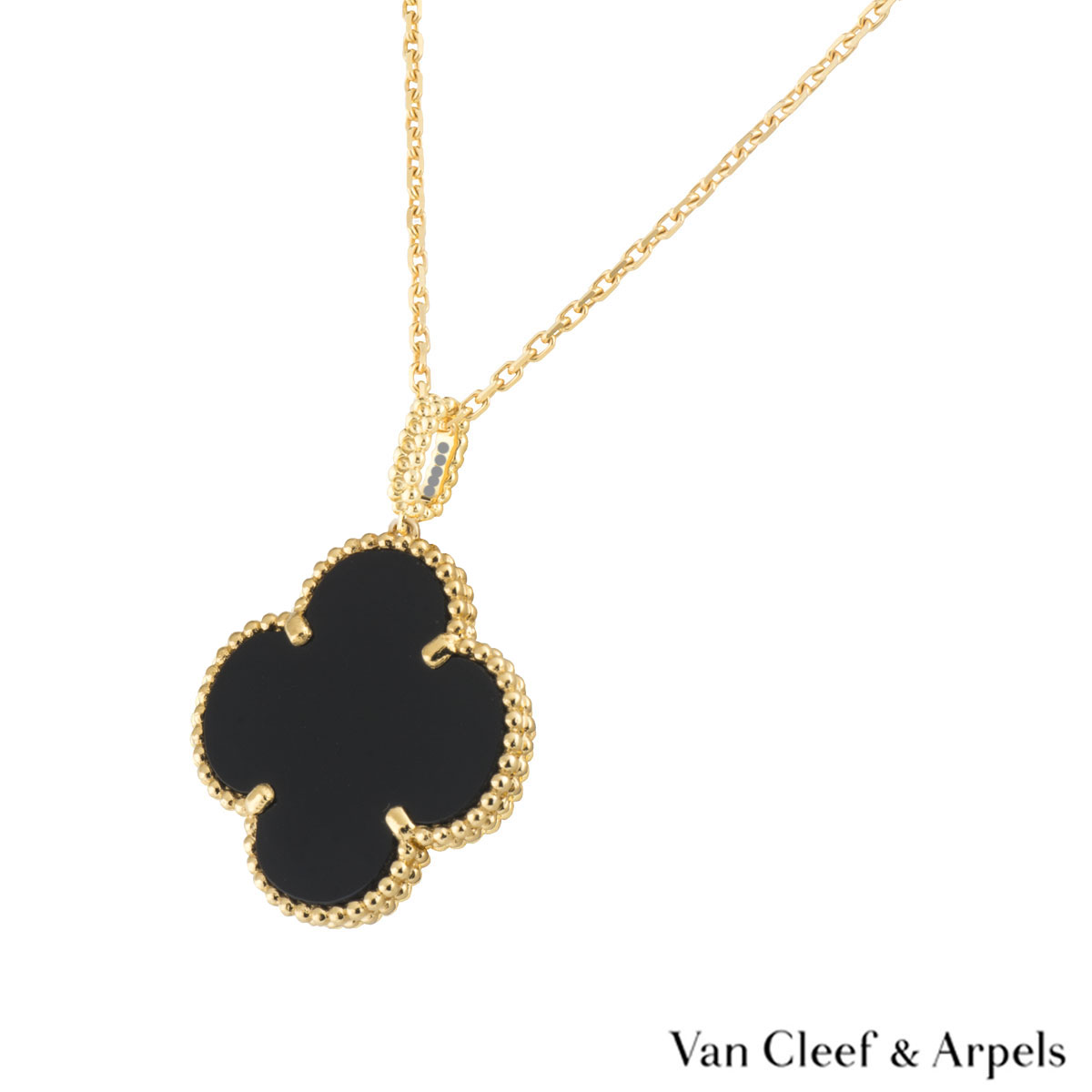 Van Cleef & Arpels Yellow Gold Onyx Magic Alhambra Necklace VCARO49M00 ...